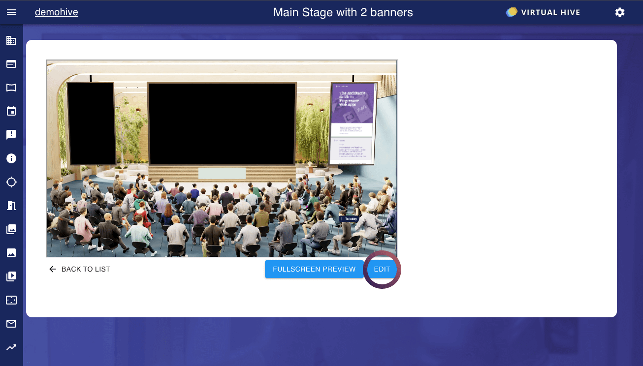 Example of customisation of PDF viewer in the Virtual hive platform on main stage with two banners01